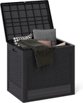 Tangkula 25 Gallon Waterproof Outdoor Storage Box with Lockable Lid