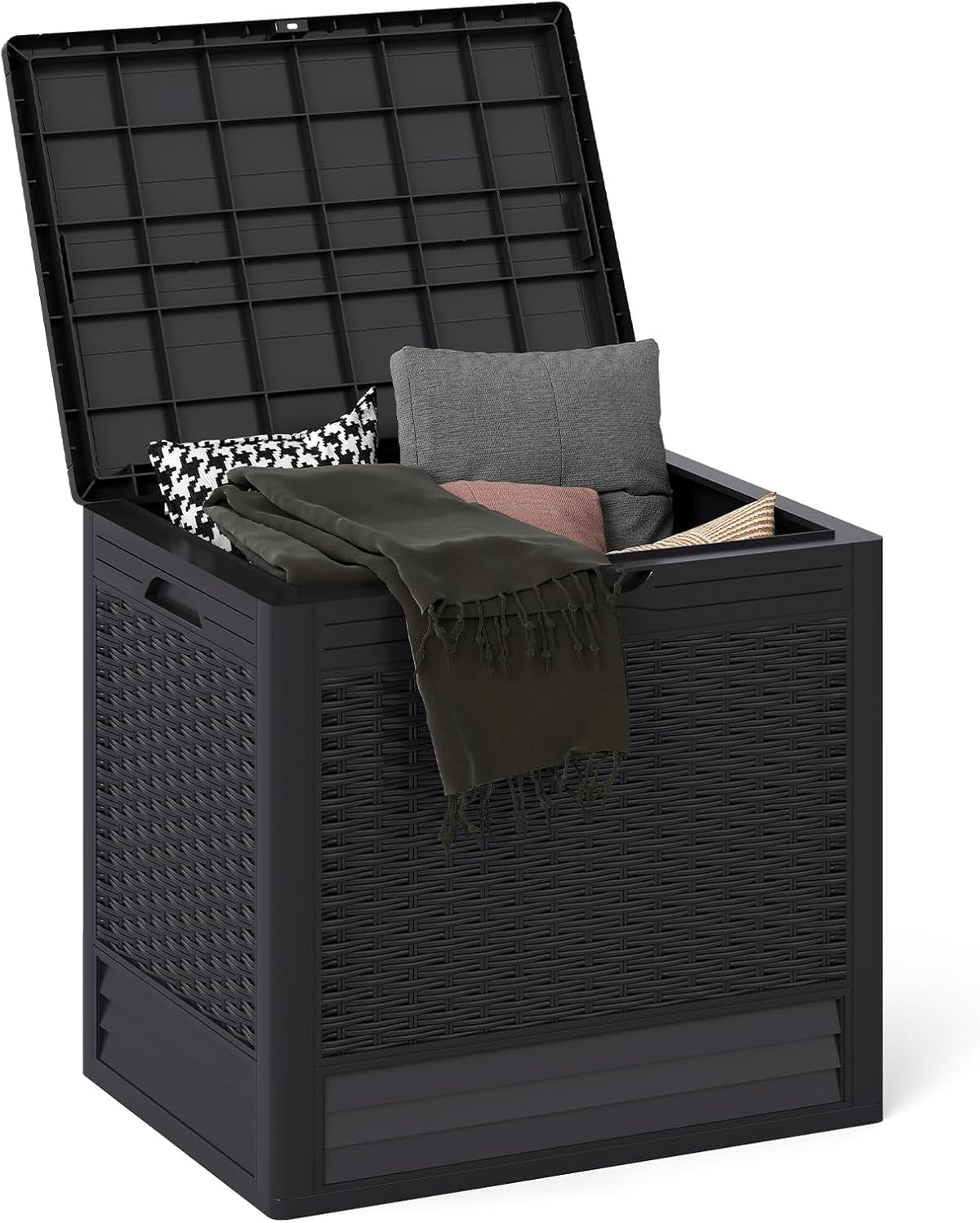 Tangkula 25 Gallon Waterproof Outdoor Storage Box with Lockable Lid