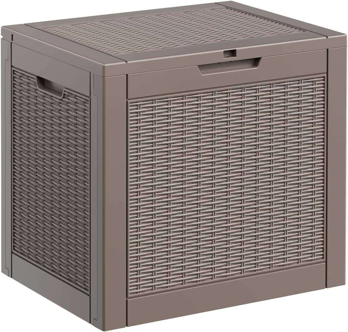 ROJIK Outdoor Storage Housing Deck Box - Waterproof Patio Furniture, Garden Tools, Cushions, Pool Accessories Storage Bench with Lockable Lid and Side Handles (Grey Rattan, 30 Gal)