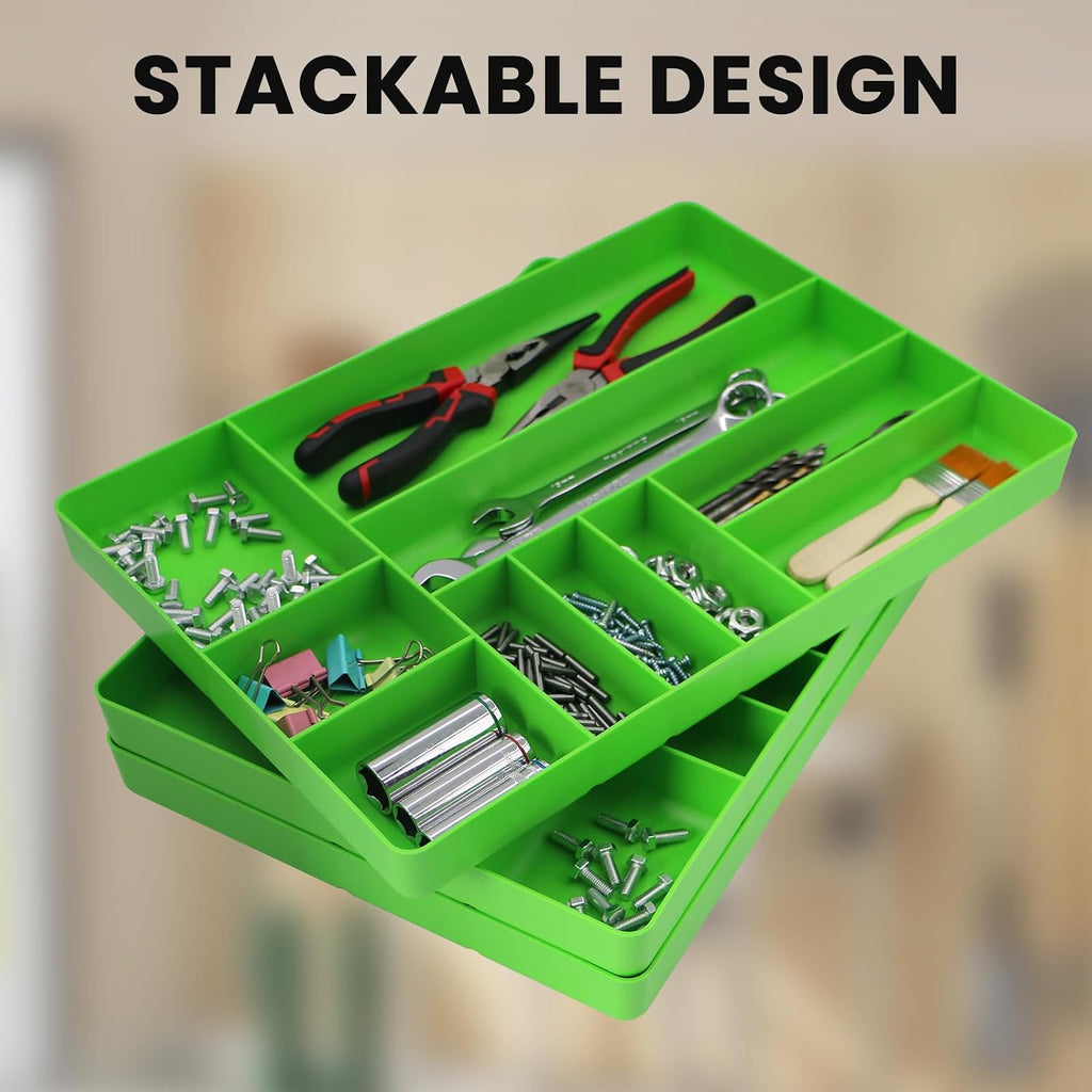 10-compartments tool box organizer tray (2, green), side view
