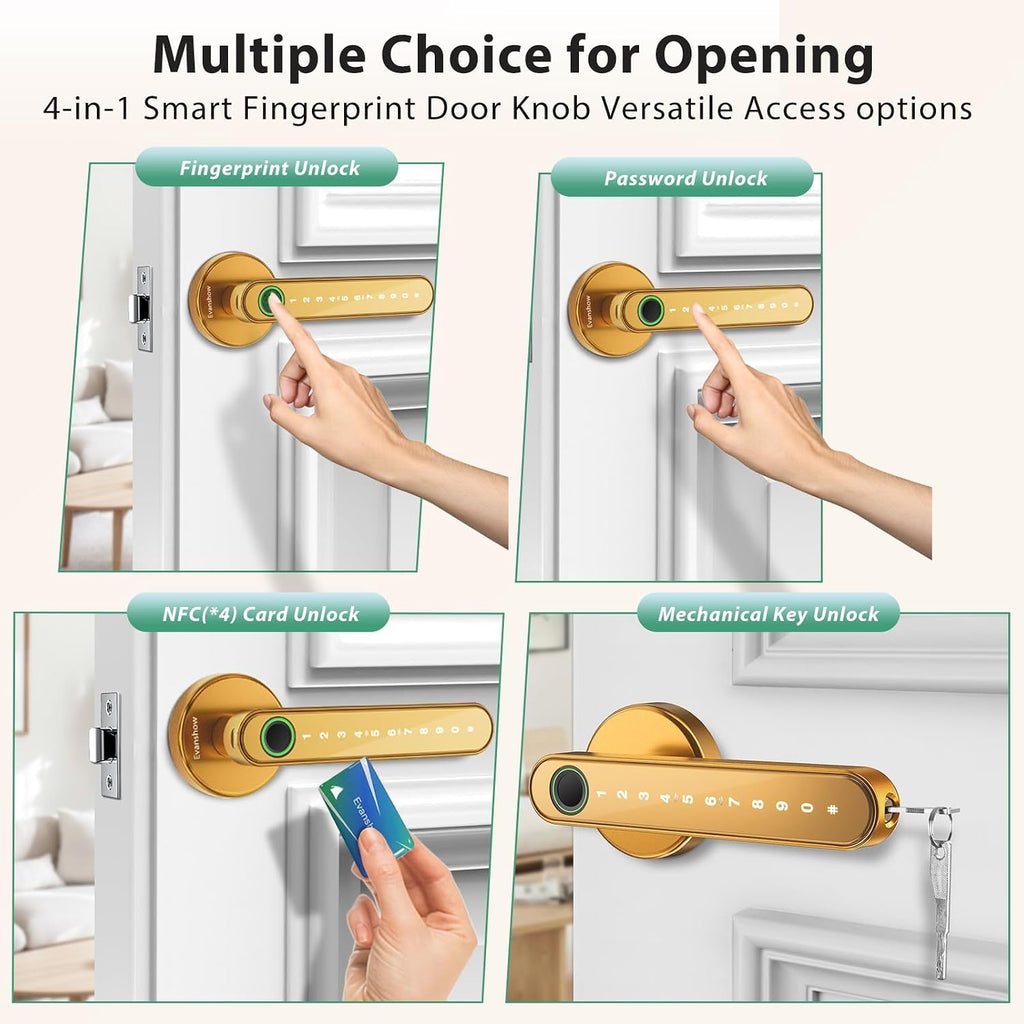 fingerprint door lock biometric door knob with keypad, close-up detail