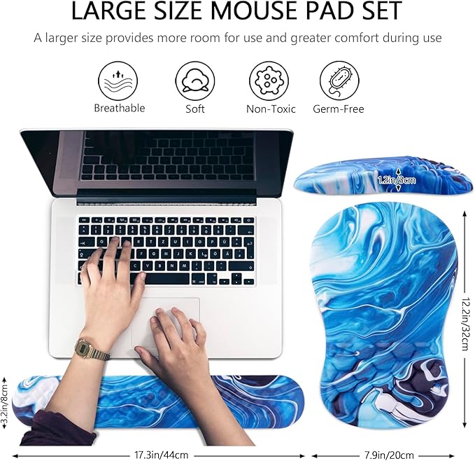 Mouse Pad Wrist Support, Laokiiy 2 in1 Keyboard Wrist Rest+ Ergonomic Mouse Pad