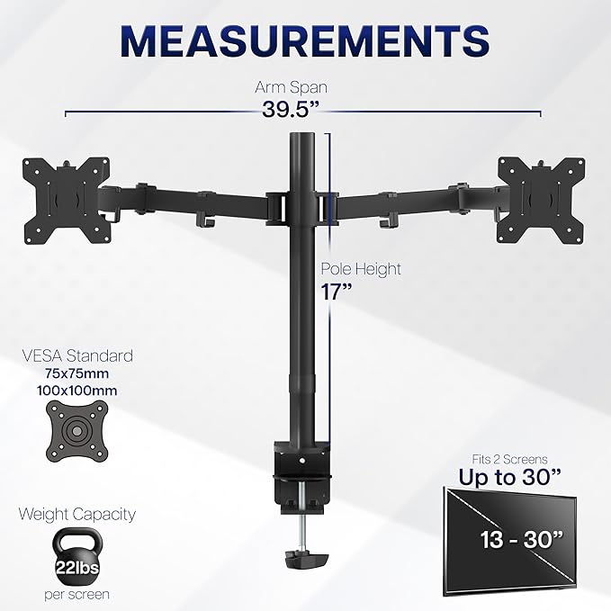 VIVO Dual Ultrawide Monitor Desk Mount, Heavy Duty Fully Adjustable Steel Stand