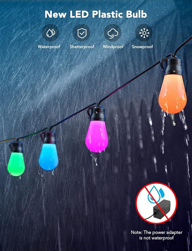 Govee Smart Outdoor String Lights H7029, 24ft RGBIC Outdoor Lights