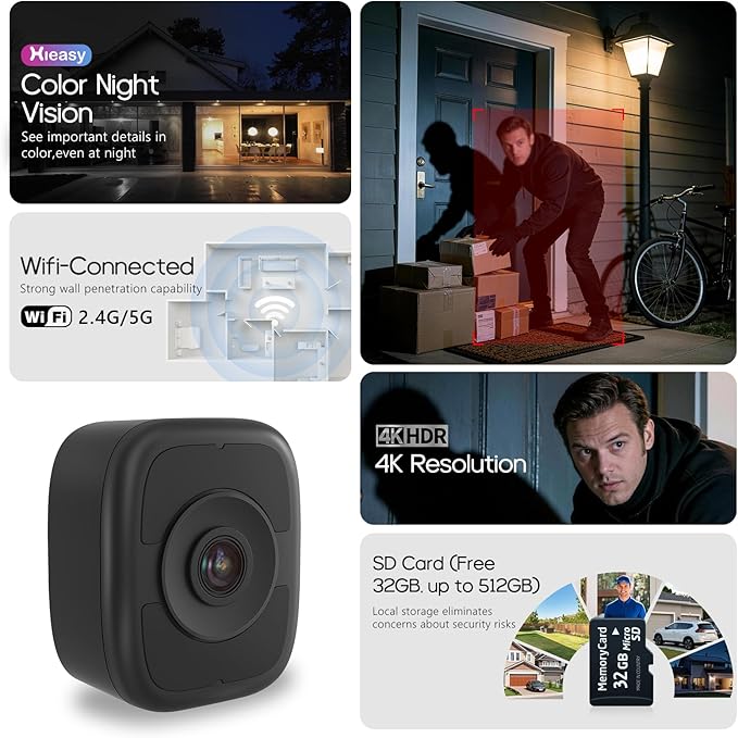 abetap 8MP 4K Window-Mounted Security Camera, Ultra-Clear Color Night Vision