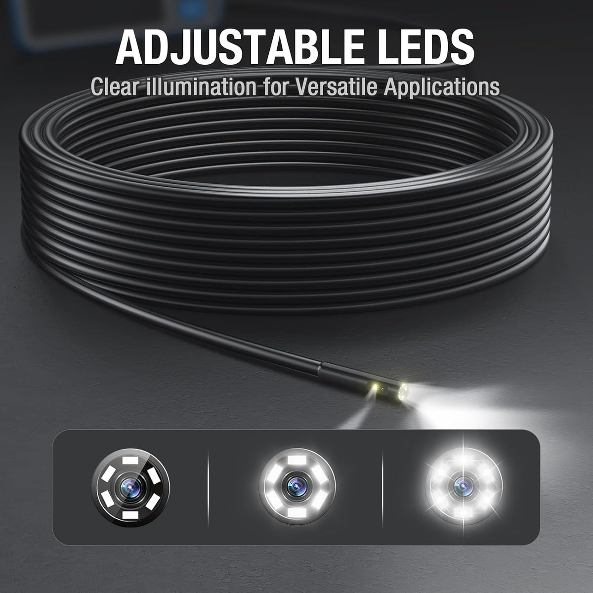 50ft dual lens endoscope with light, teslong ms450, side view