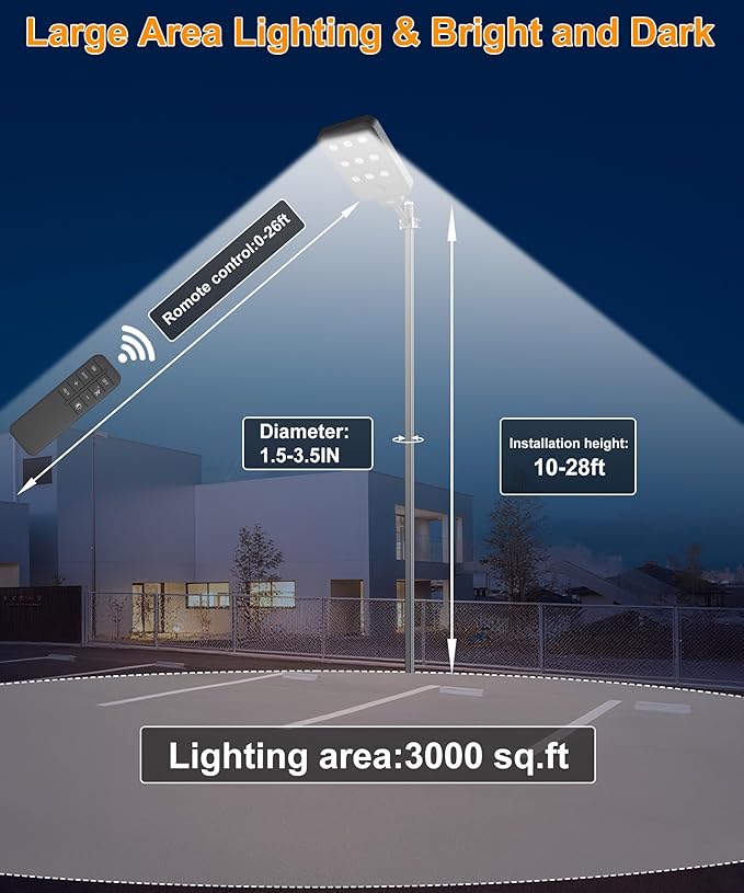 JAYNLT X-10000W Solar Street Lights Outdoor, Ultra-Large 6500K Commercial