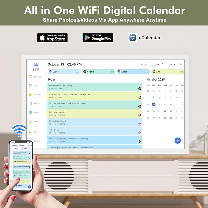 27" Smart Digital Calendar for-Family-Business-Schedules