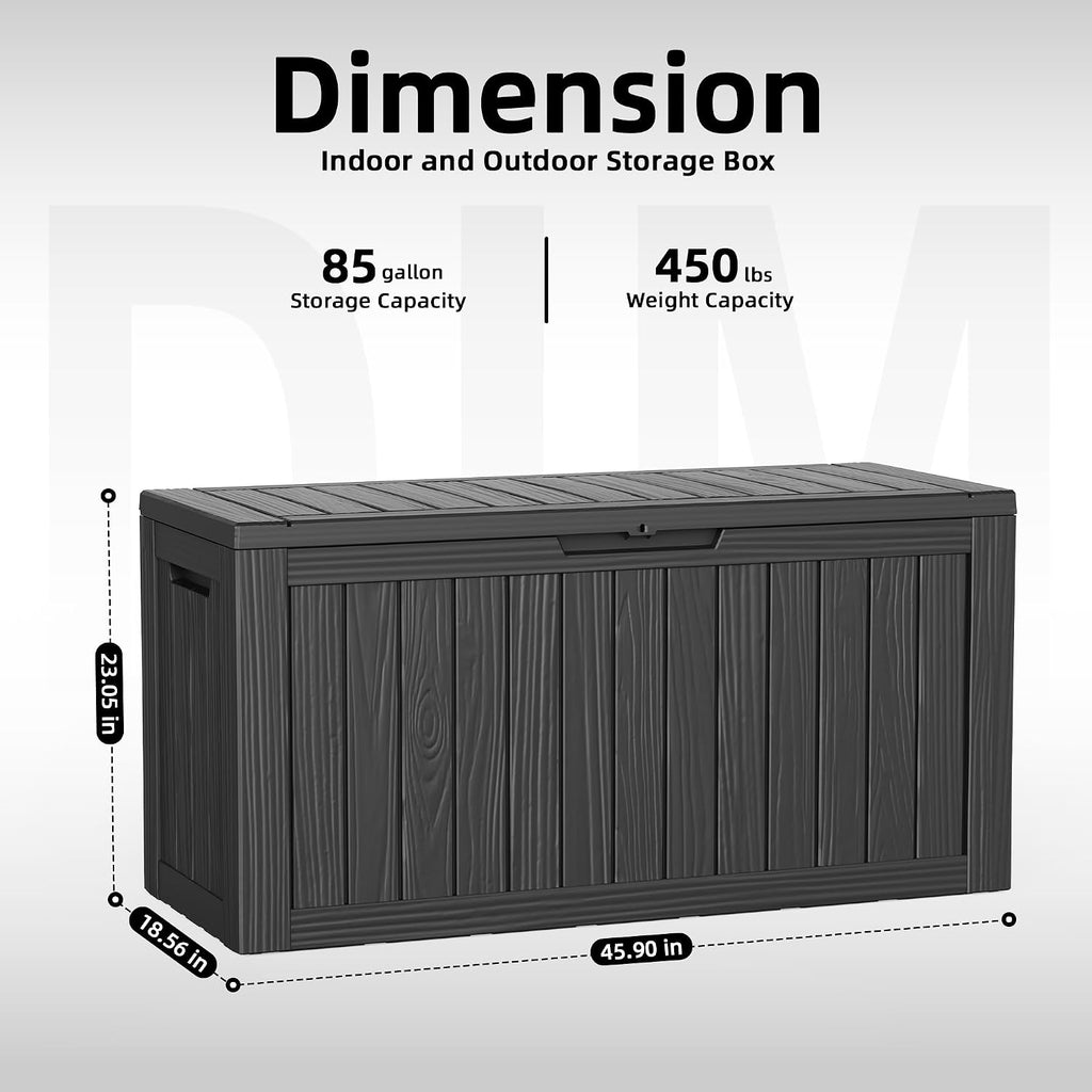 85 gallon outdoor storage box waterproof resin lockable shown in use