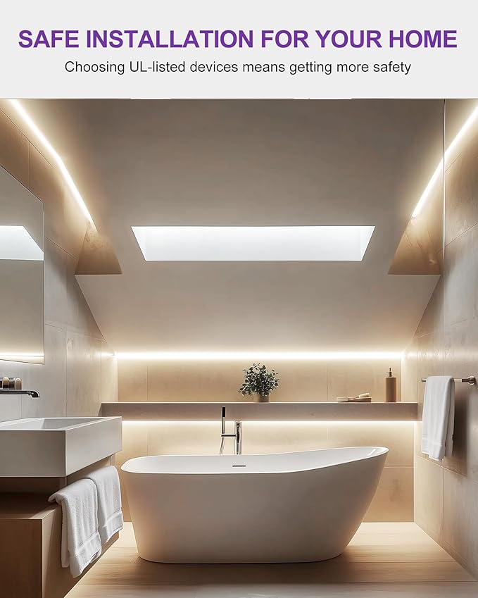Outdoor LED Strip Lights Waterproof White, 16.4ft IP67 High Density Dimmable