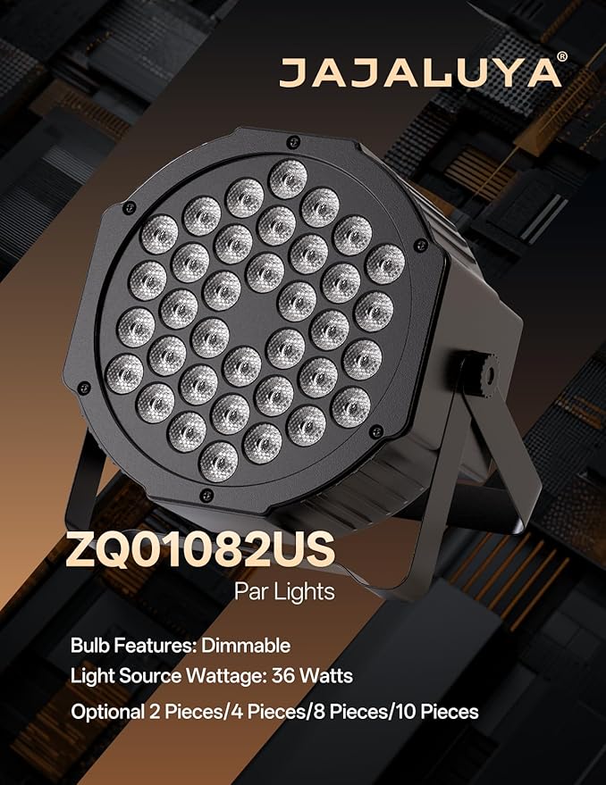 JAJALUYA LED Par Lights 36 LED Stage Lights 7 Modes RGB DJ Lights (4-Pack)
