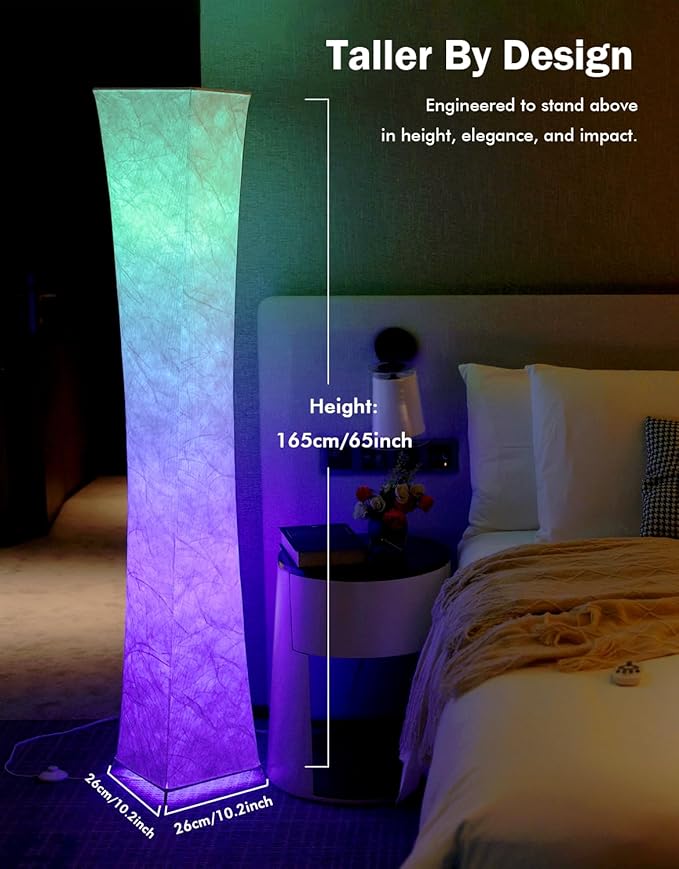 LEONC RGB+CCT Floor Lamp with Remote, 1800lm LED Tuya Smart 9W×2 Bulbs