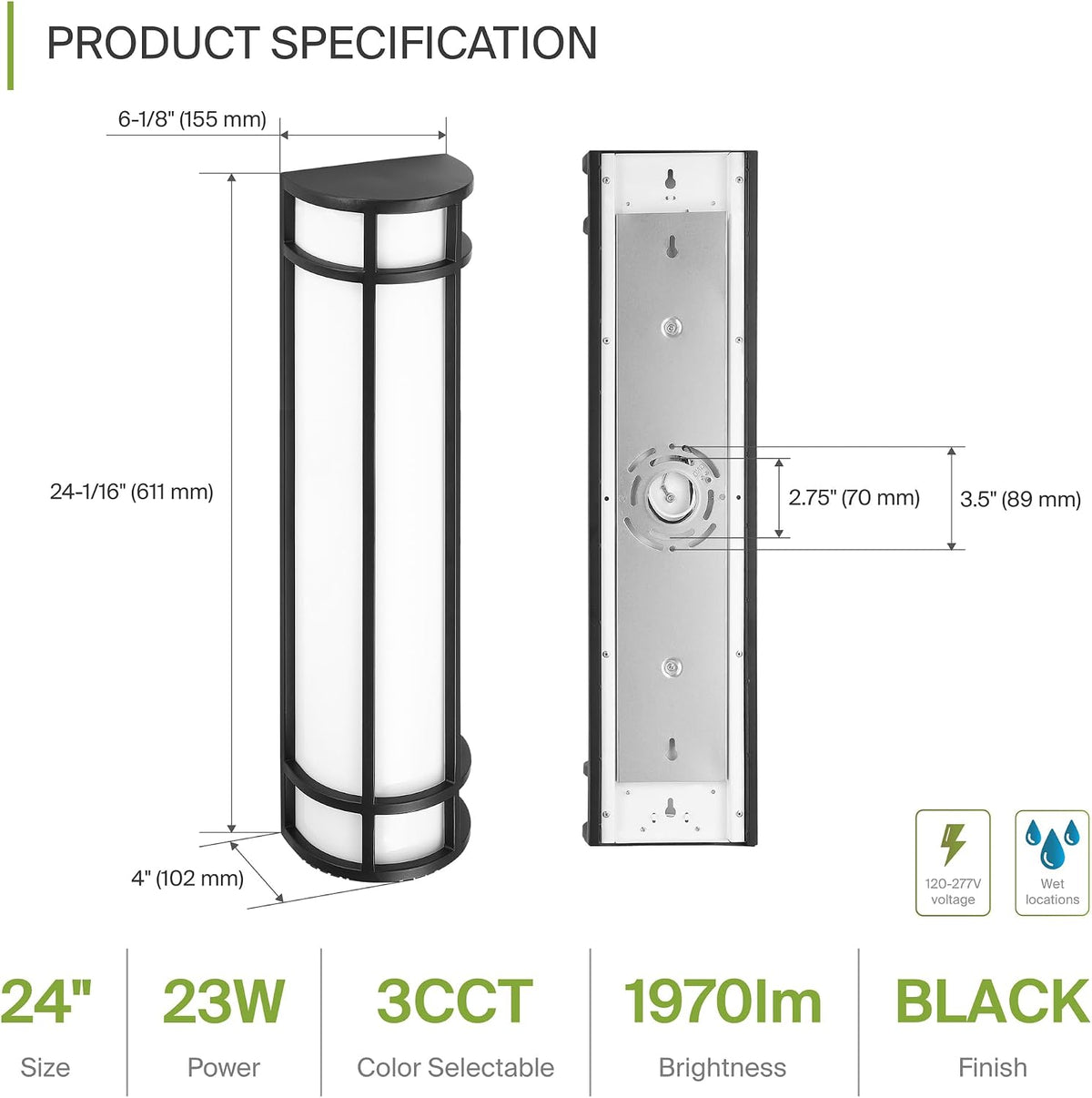 asd 24" led outdoor wall light 4 pack shown in use