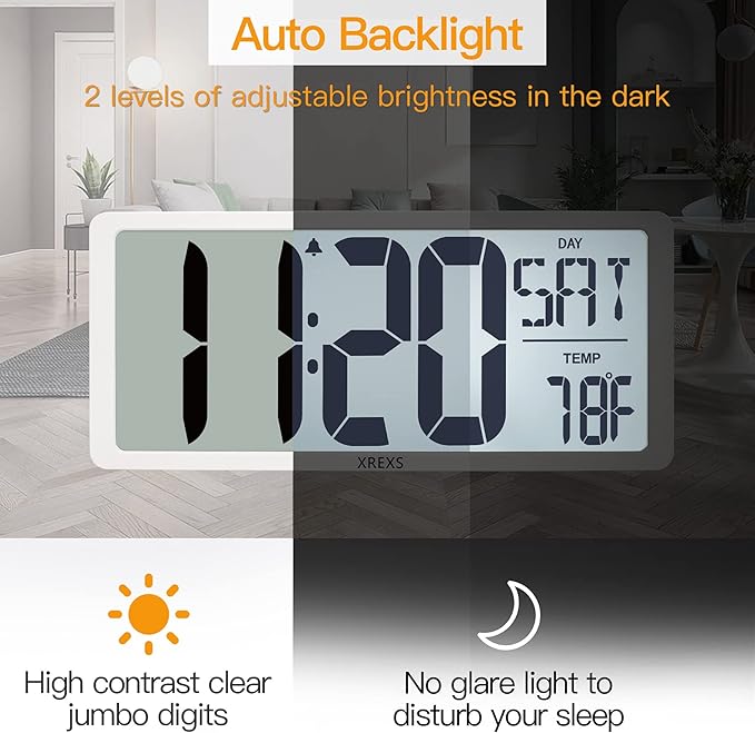 XREXS Large Digital Wall Clock