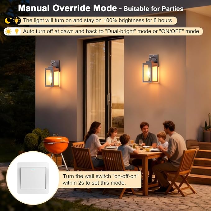 LTBLIGHT 2-Pack Motion Sensor Porch Lights Outdoor, Farmhouse Brown Dusk to