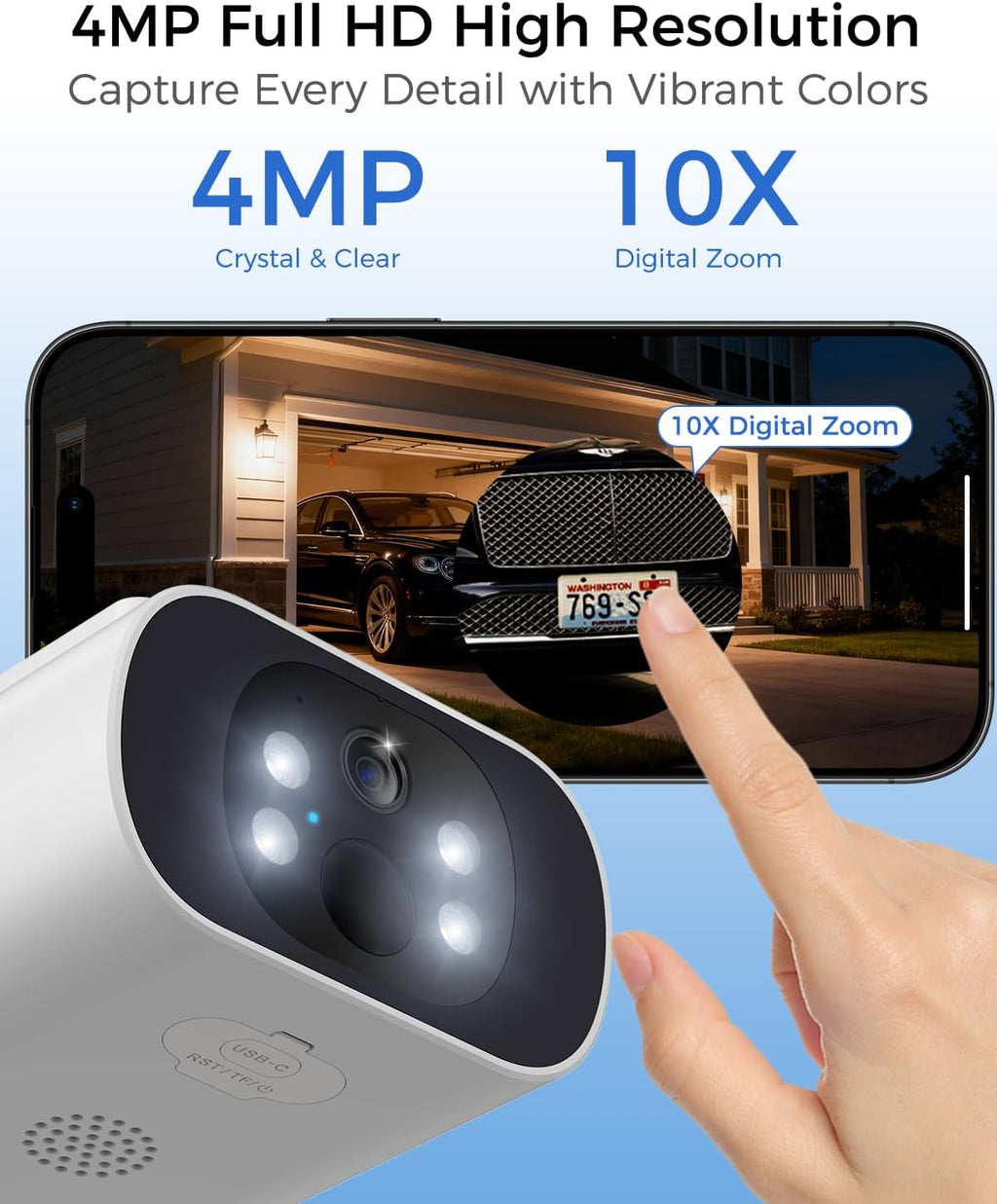 4mp solar security cameras wireless outdoor, 2mins diy, package contents