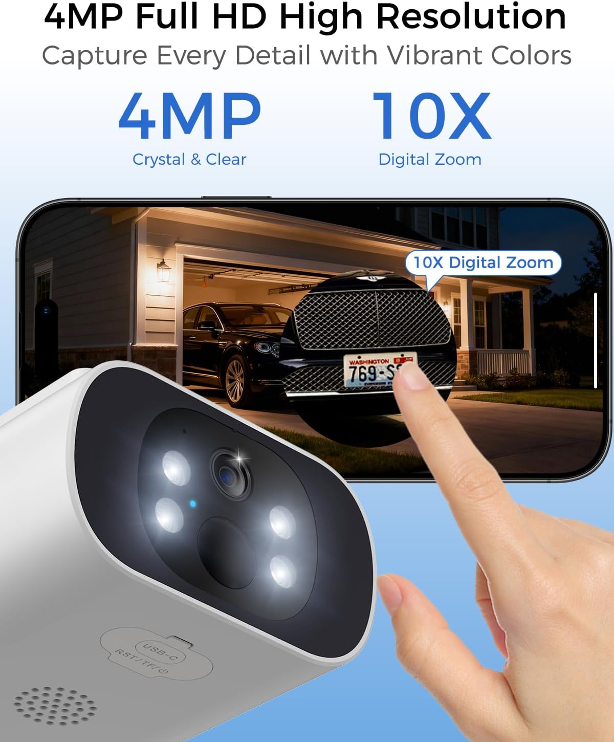 4mp solar security cameras wireless outdoor, 2mins diy, package contents
