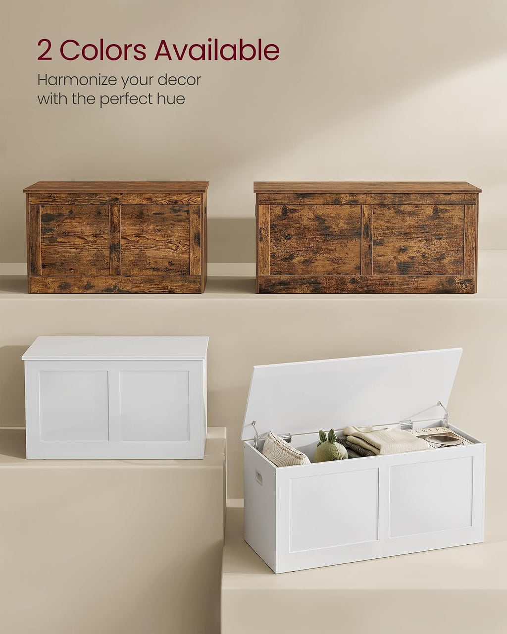 vasagle storage chest with 2 safety hinges, 15.7, package contents