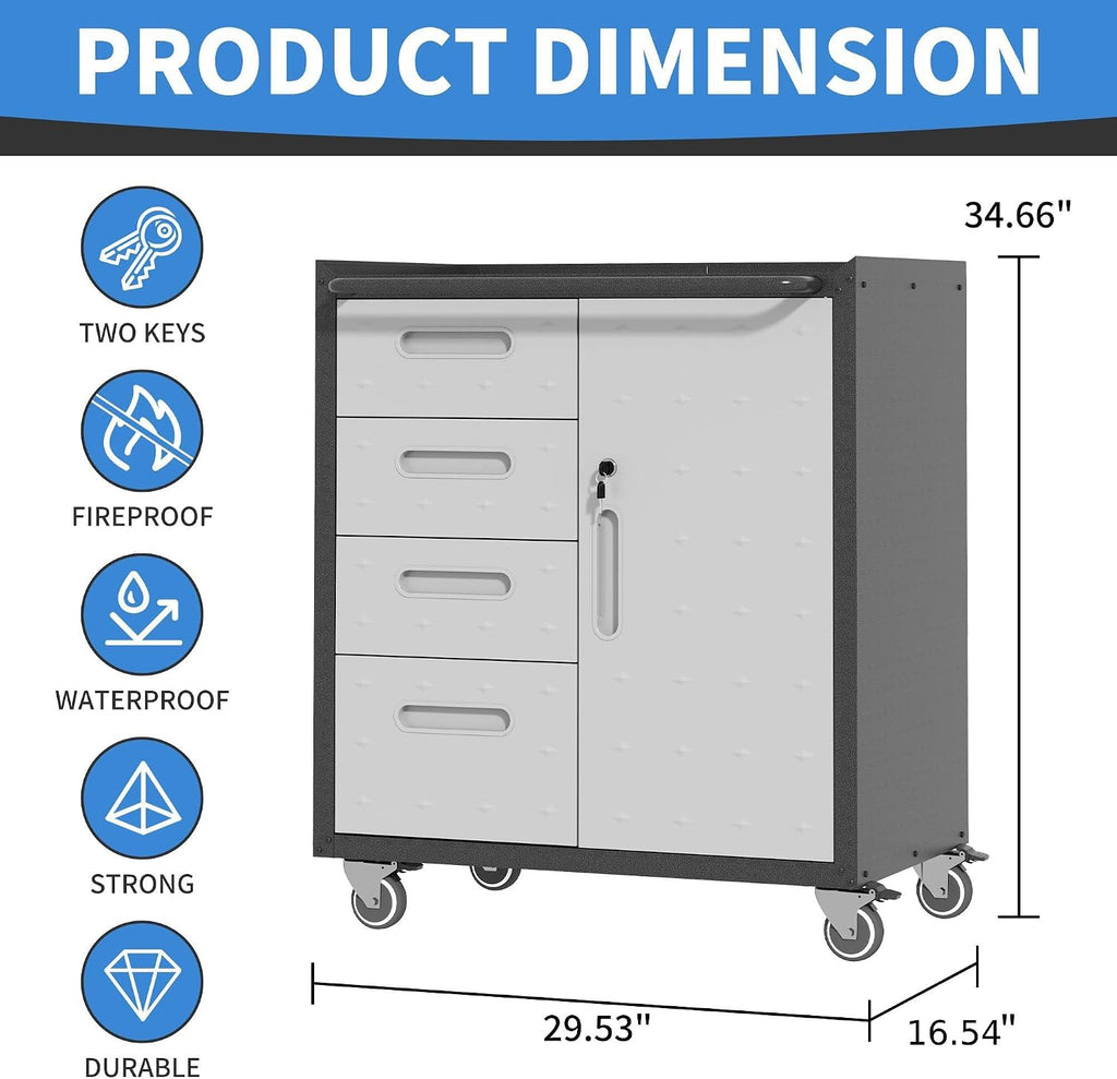 metal storage cabinet for garage, tool cabinet, utility, close-up detail