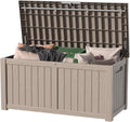150 Gallon Lockable Resin Deck Box, Waterproof Outdoor Storage Container for Patio Furniture, Garden Supplies & Tools (150 Gallon, Grey)