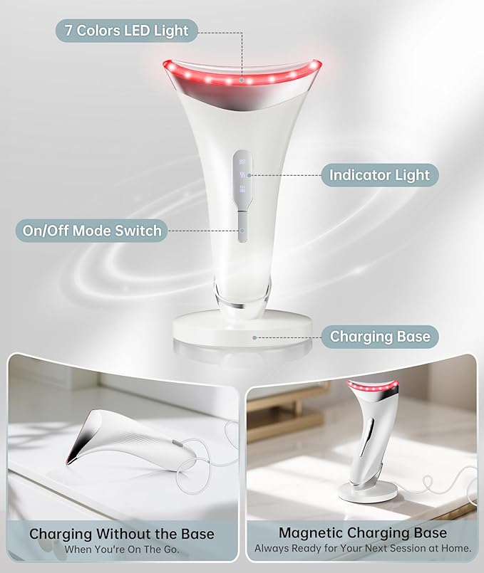 Dopsikn Red Light Therapy for Face and Neck, 7 Color Facial Massager