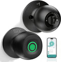 Fingerprint Door Lock, D268 Smart Fingerprint Door Knob with Lock, Biometric Door knob with App Control & Key, Keyless Thumbprint Entry Door Lock for Bedroom, Front Door, Home, Apartment Garage Office