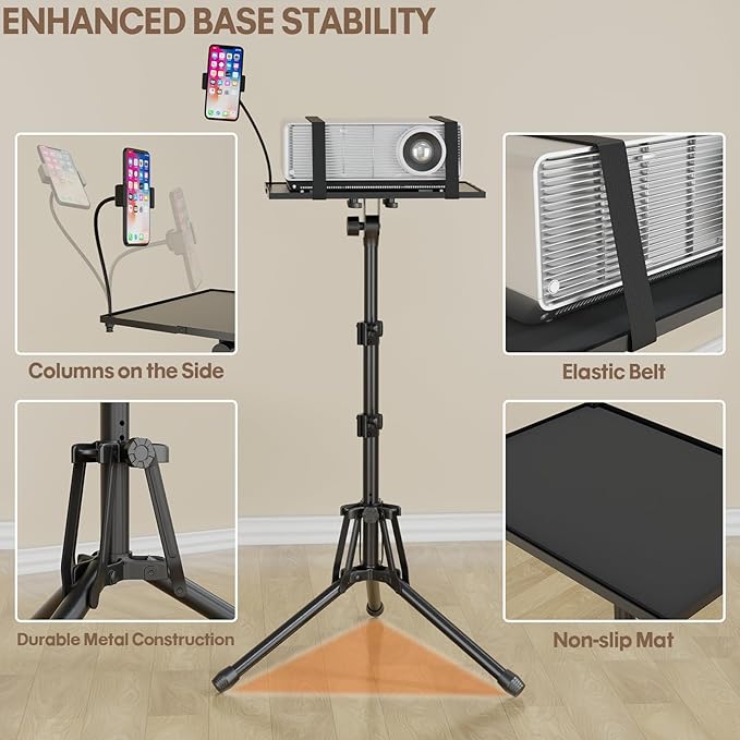KOOV Projector Stand Adjustable Height 20" to 61", Foldable Projector Tripod