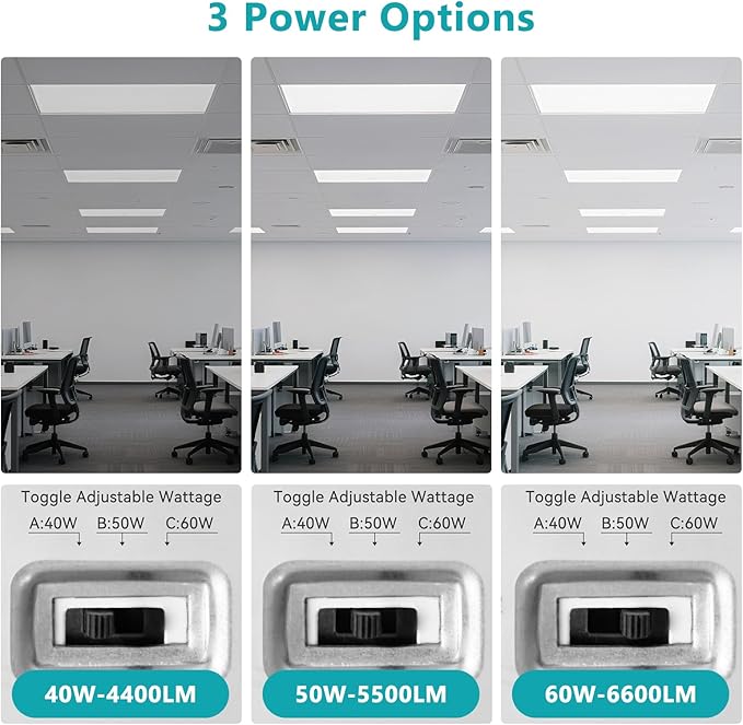 VocgoUU 2x4 LED Flat Panel Light – 12 Pack, 3 Wattage 40W/50W/60W & 4 CCT