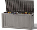 Waterproof Outdoor Storage Box, Resin Patio Organizer,120 Gal,Grey