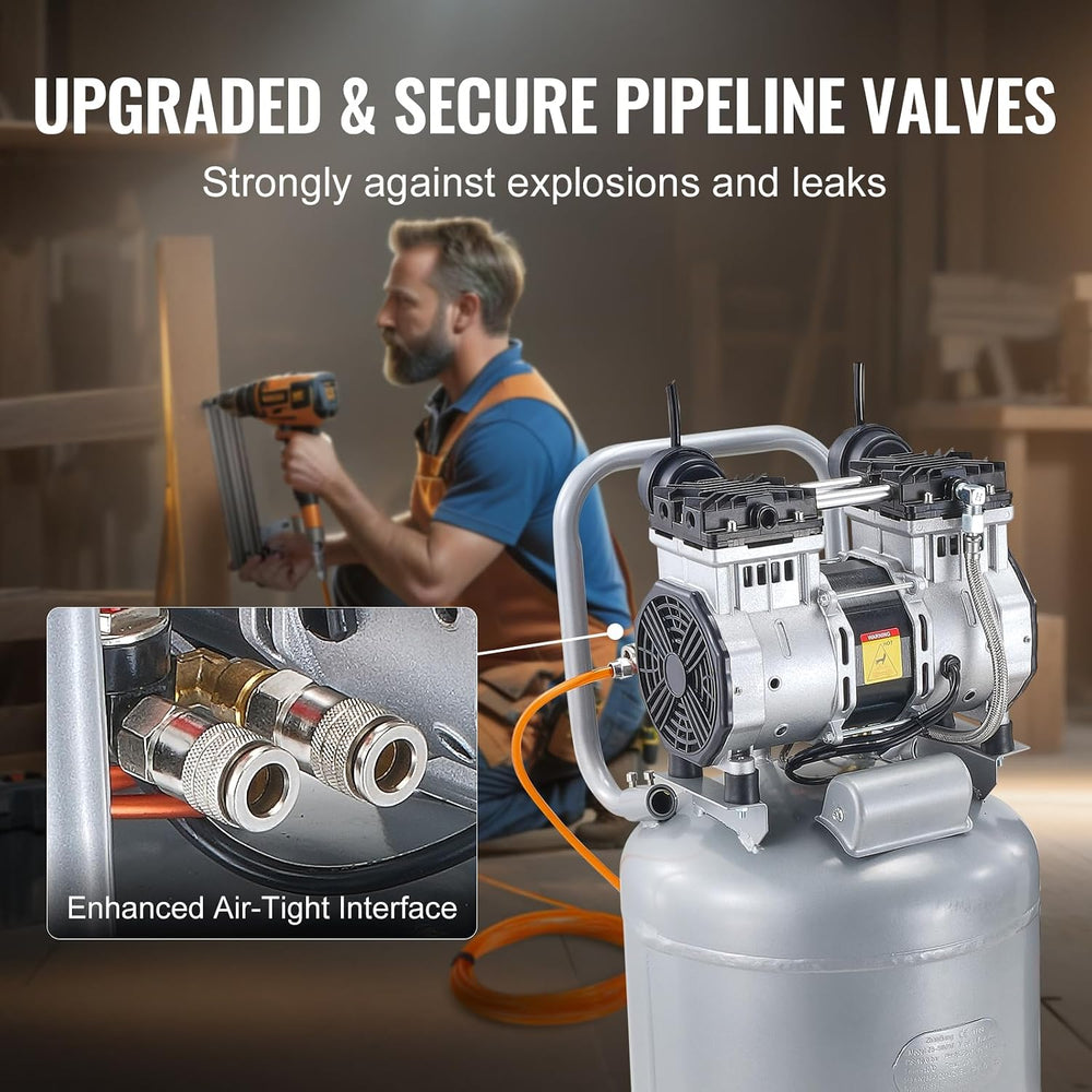 VEVOR 13-Gallon Air Compressor, 2HP, 4.6 SCFM@90PSI, Oil-Free Tank, 66dB Quie...