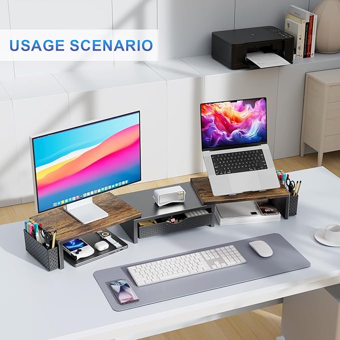 gianotter Dual Monitor Stand Riser, Desk Organizer