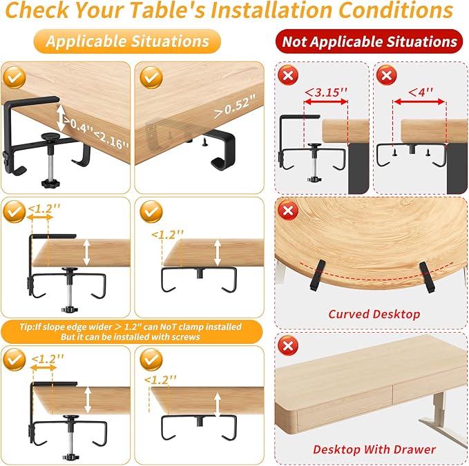 SUREUP9 No Drill Under Desk Cable Management Tray, Fabric Cable Management