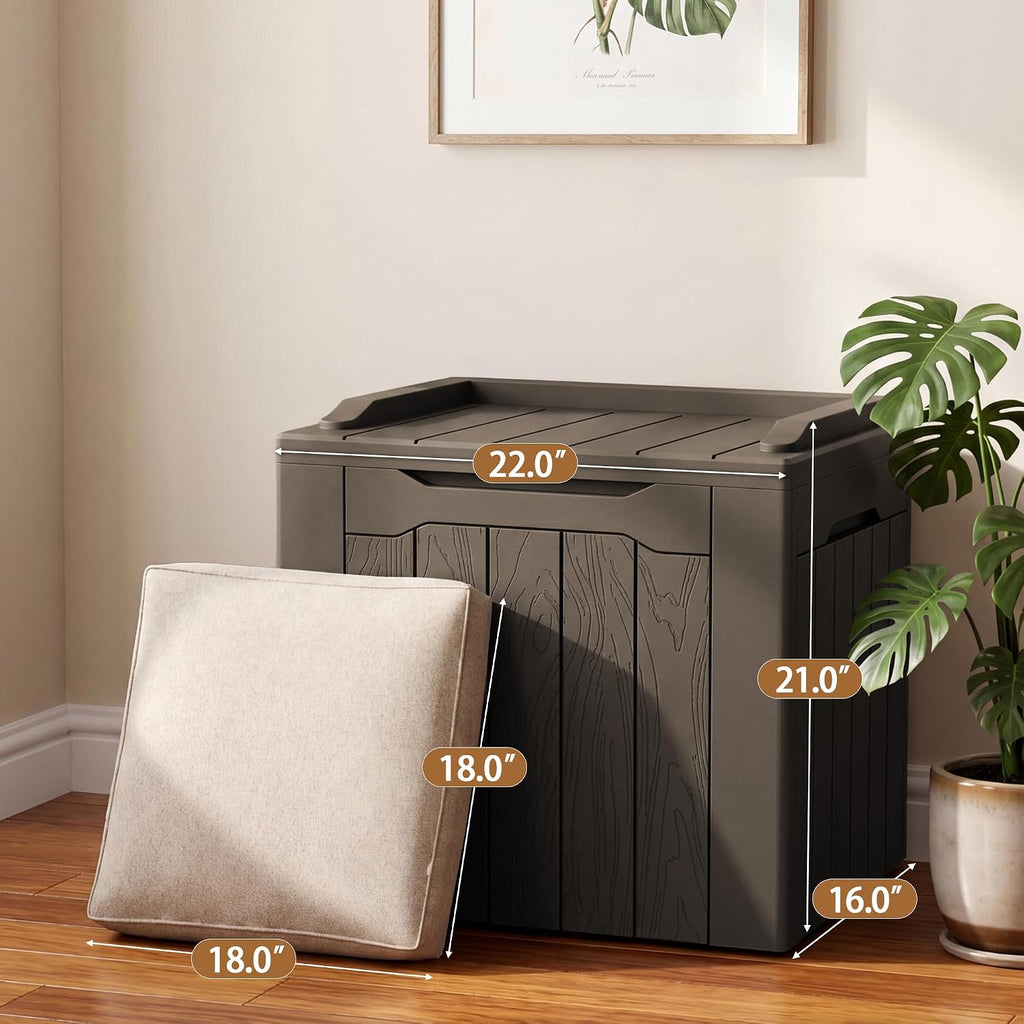 jummico 31 gallon resin deck box waterproof outdoor, side view