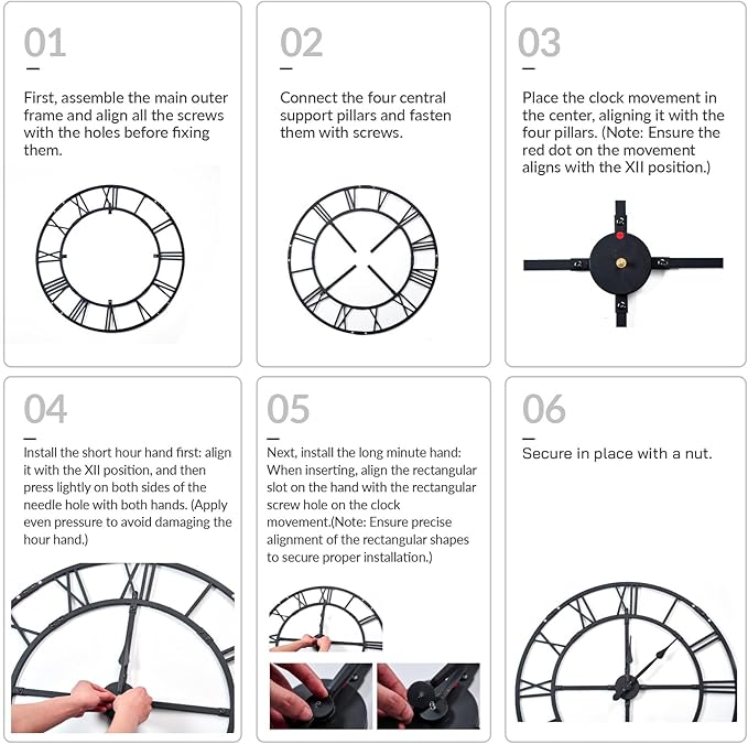 Ohweog Large Wall Clock for Living Room Decor – 48 Inch Silent Non-Ticking