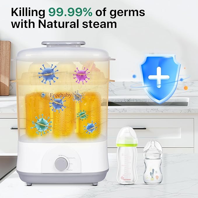 Freebaby Baby Bottle Sterilizer and Dryer, 4 in 1 Electric Steam Sanitizer and