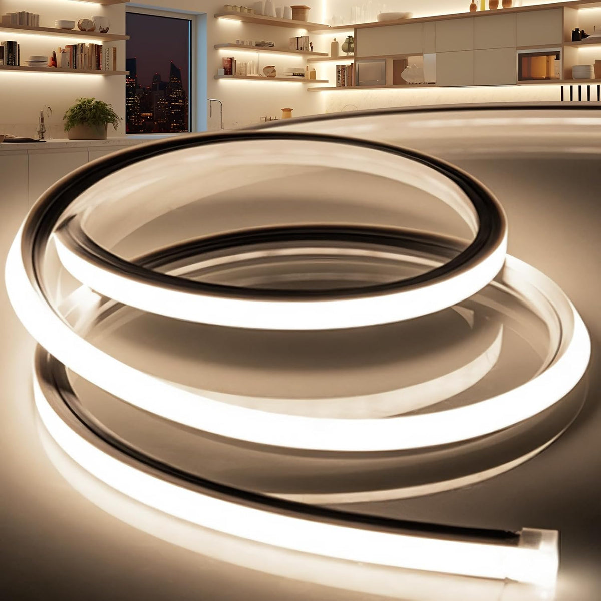 VOEWT LED Strip Lights Neutral White 4000K, 65.6ft 110-120V Neon Rope Lights