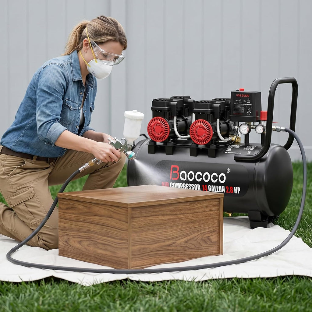 14Gallon Ultra Quiet Air Compressor with Two Quick Couplers 2.8HP