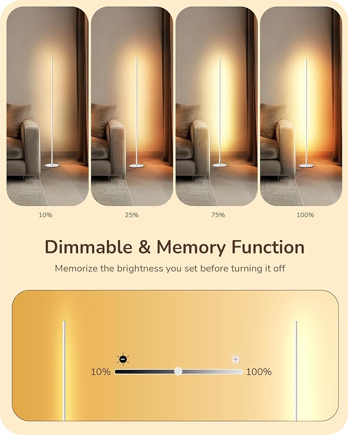 EDISHINE Minimalist LED Corner Floor Lamp (2 Pack)