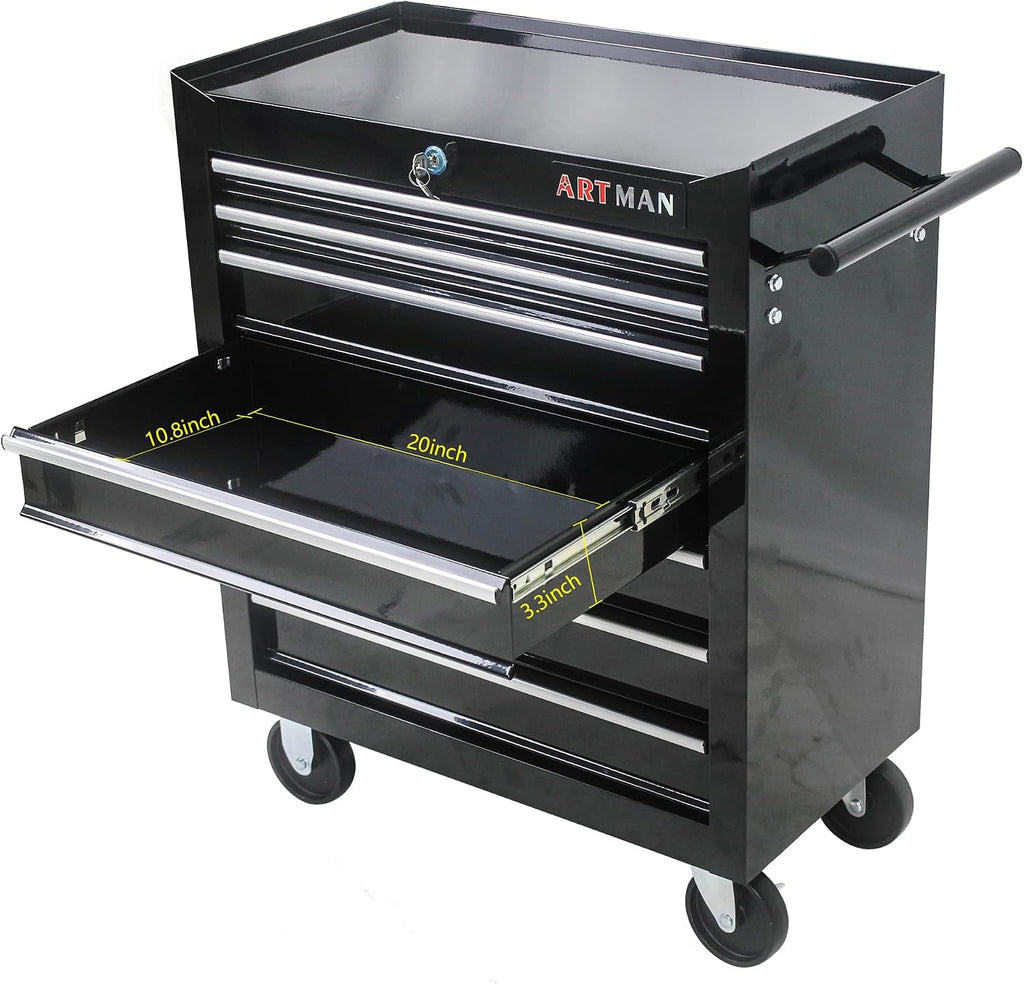 tool chest with 7-drawer tool box organizers and, side view
