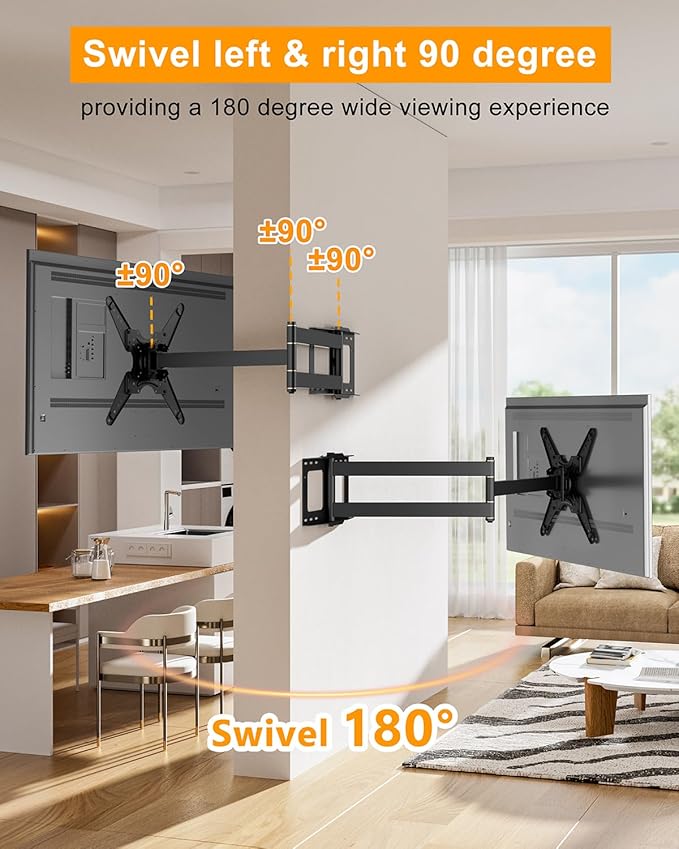 Extra Long Arm TV Wall Mount 48'' Extension, Rotating TV Wall Mount 180° Heavy