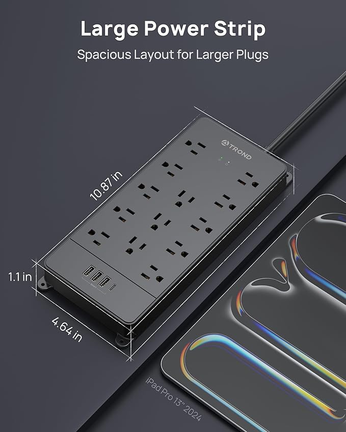 TROND Surge Protector Power Strip 15 ft Cord