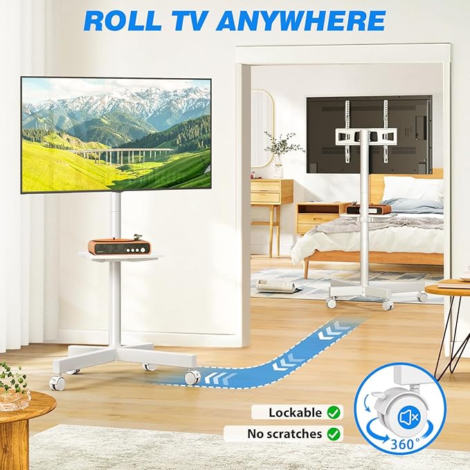 Rfiver Mobile TV Stand for 23-60 Inch LCD LED Flat/Curved Panel Screen TVs up