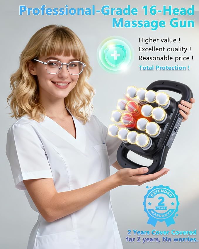 16-Head Massage Gun, Deep Tissue Percussion Massager