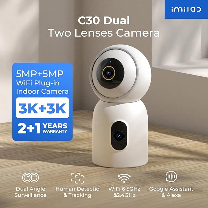 IMILAB C30 Dual Security Camera Indoor, 3K+3K Lens Pet/Baby Monitor Camera