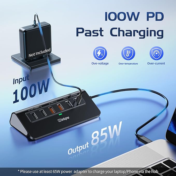 intpw P9R PRO USB C Hub Ethernet, 10Gbps USB C Docking Station 10-in-1