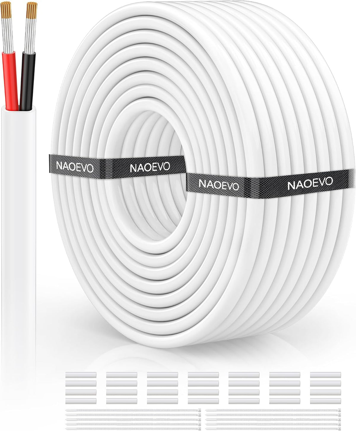 NAOVEO 10 Gauge Wire 2 Conductor Electrical Wire, 10 AWG Stranded PVC Tinned