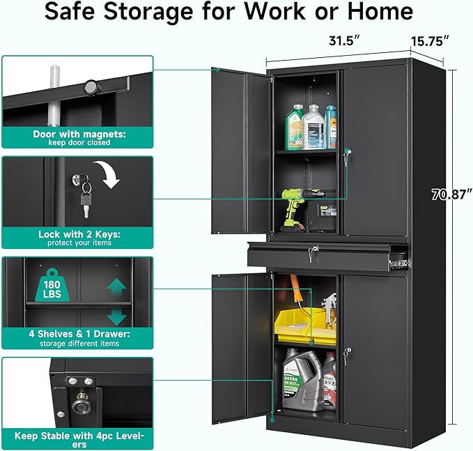 SISESOL Metal Garage Storage Cabinet