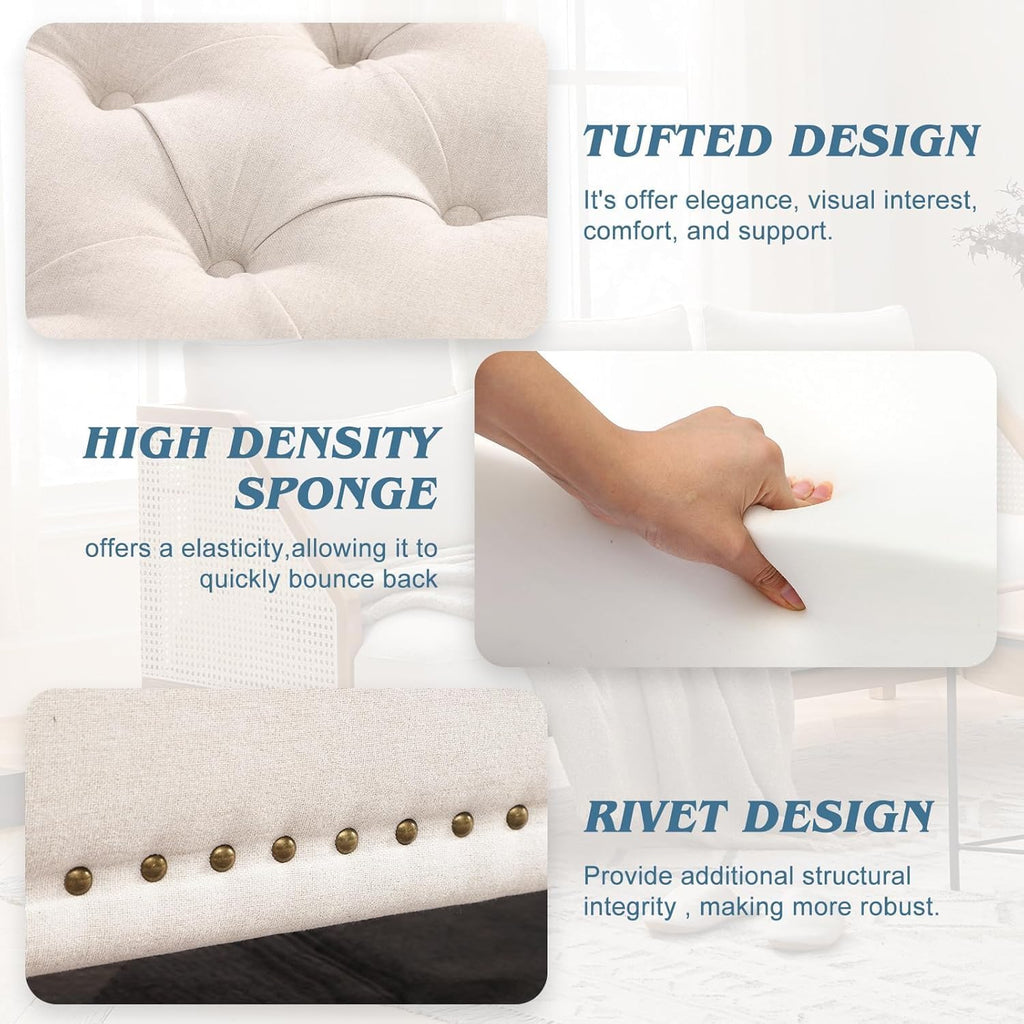 end of bed storage bench - 51" tufted showing dimensions