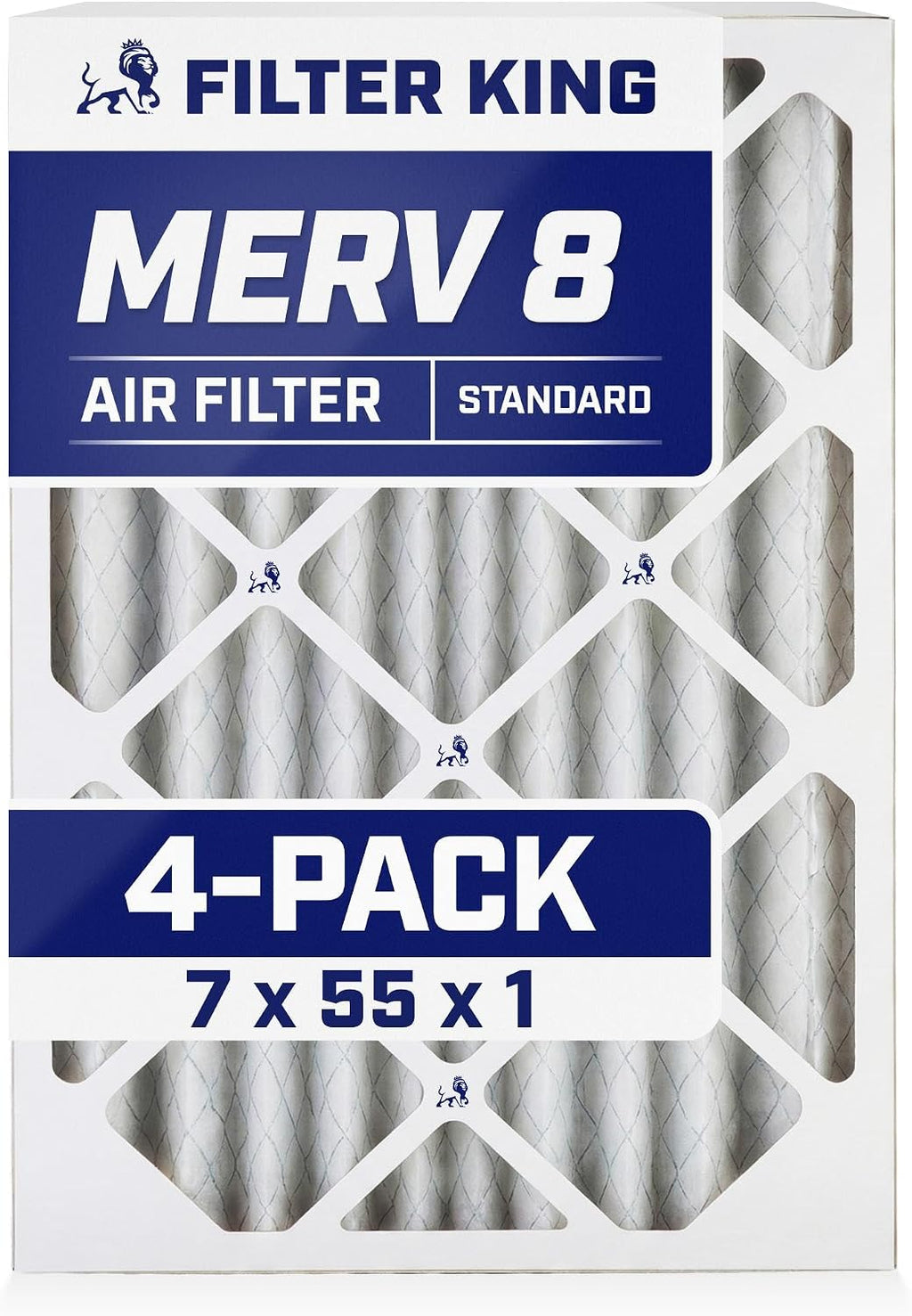Filter King 7x55x1 Air Filter | 4-PACK | MERV 8 HVAC Pleated A/C Furnace