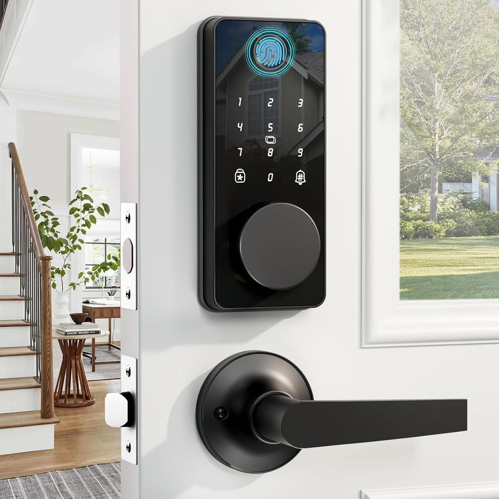 Biquole Smart Lock with Handles, Fingerprint Door Lock App Control, Keyless